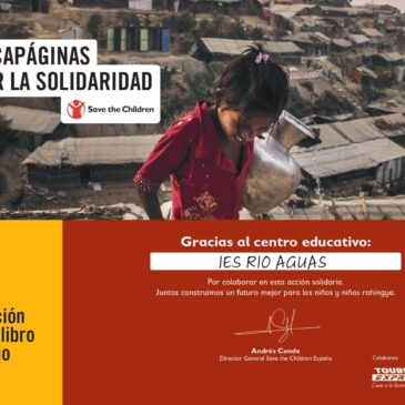 Colaboración del IES Río Aguas con SAVE THE CHILDREN – Marcapáginas por la solidaridad