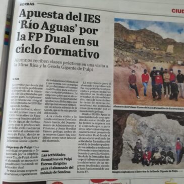 LA VOZ DE ALMERÍA – Aparición en prensa de la visita a la Geoda de Pulpí del Ciclo Formativo Excavaciones y Sondeos
